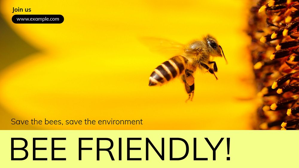 Bee friendly  blog banner template, editable text