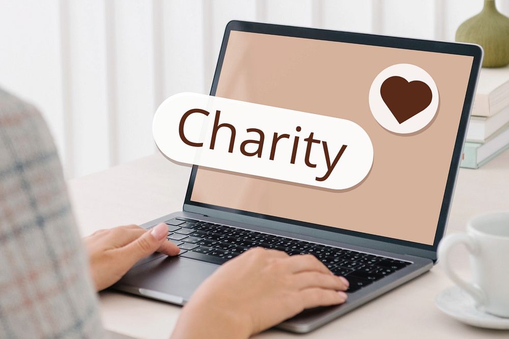 Charity search screen laptop remix, editable design