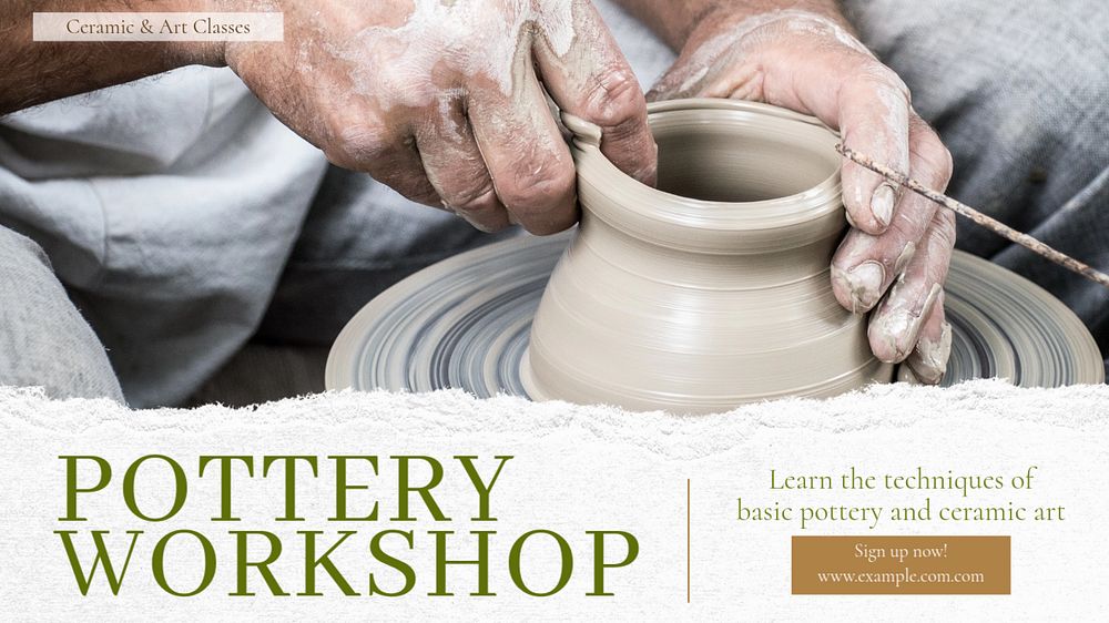 Pottery workshop  blog banner template, editable text