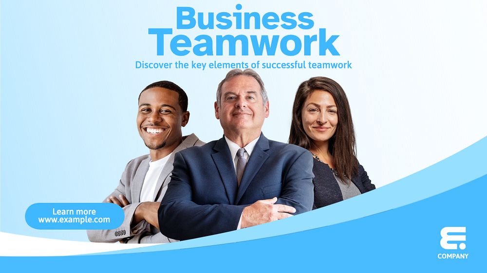 Business teamwork  blog banner template, editable text