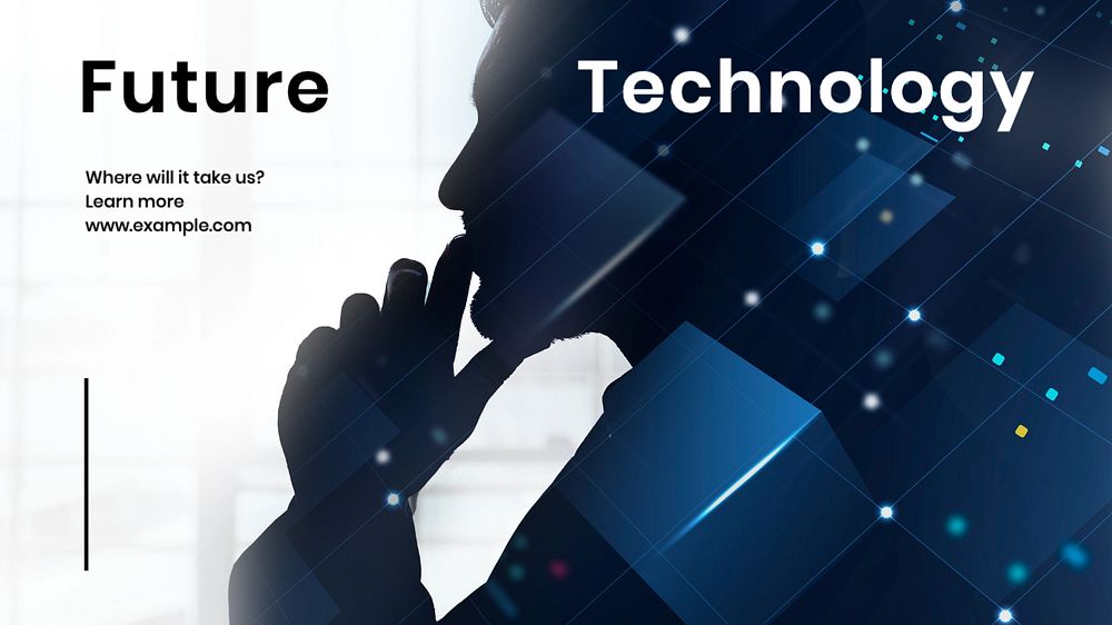 Future technology blog banner template, editable text