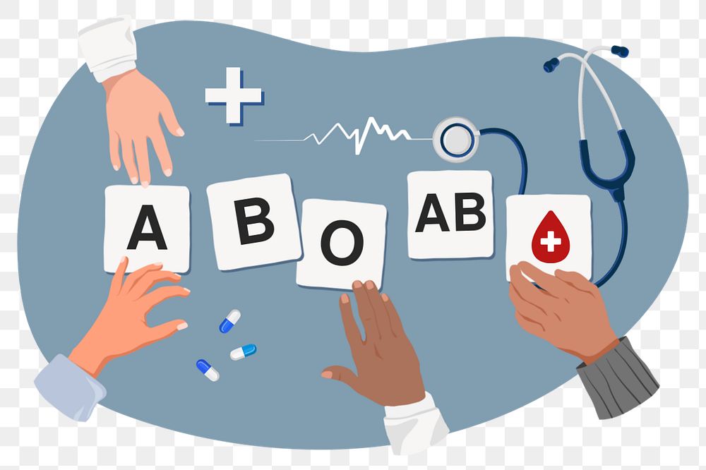 Blood types diverse hands png, health & wellness editable remix