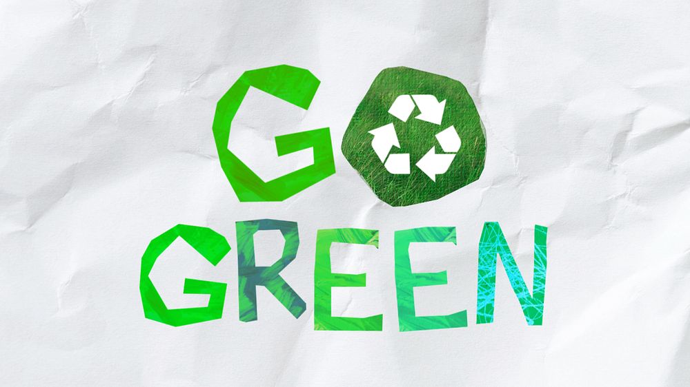 Go green word, environment paper craft, editable design