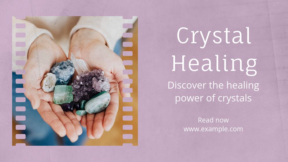 Crystal healing  blog banner template, editable text