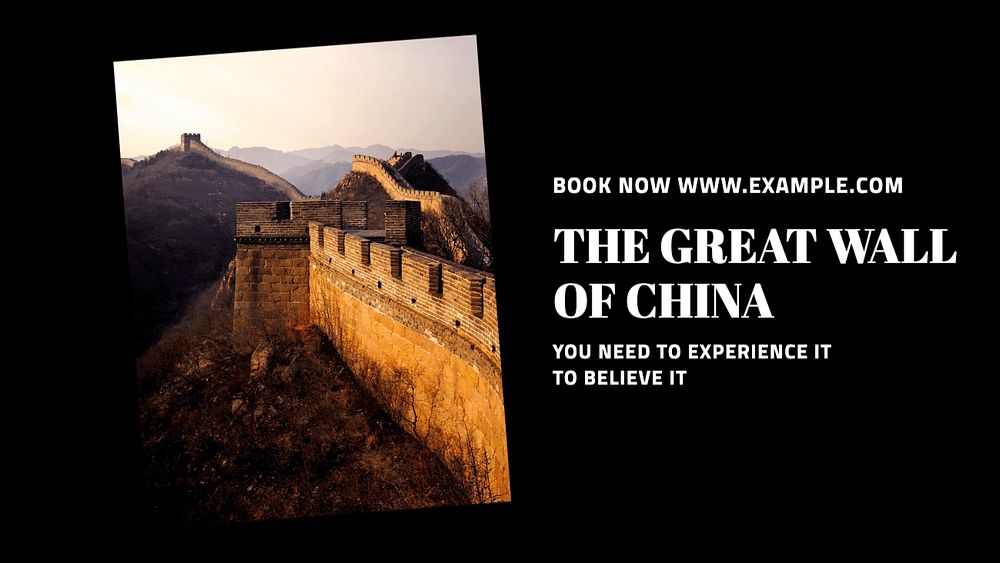 Wall of China  blog banner template, editable text