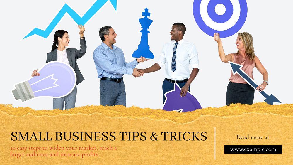 Small business tips  blog banner template, editable text