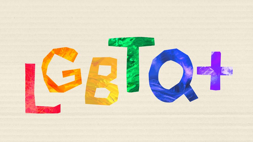 LGBTQ word, colorful paper craft collage, editable design