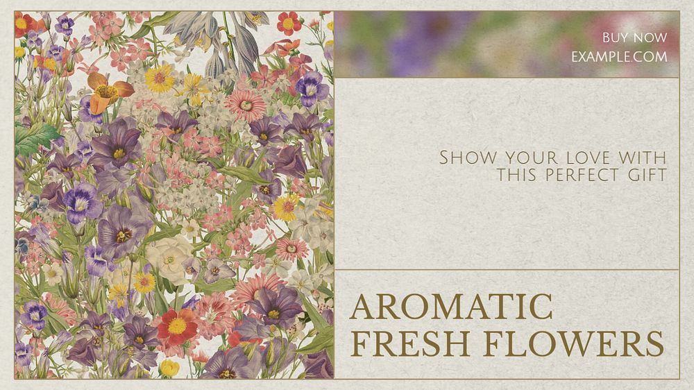 Fresh flowers blog banner template, editable text