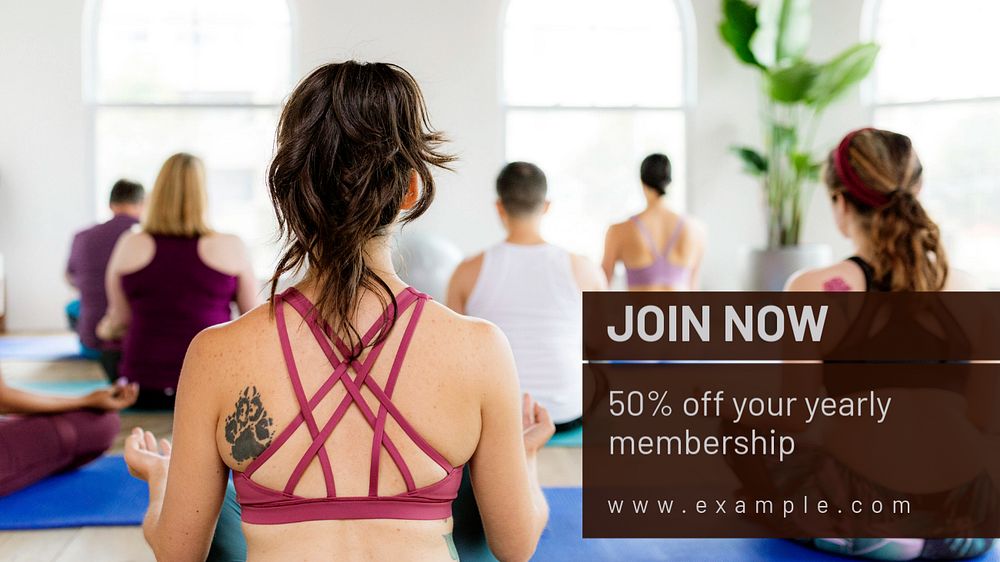 Gym membership  blog banner template, editable text