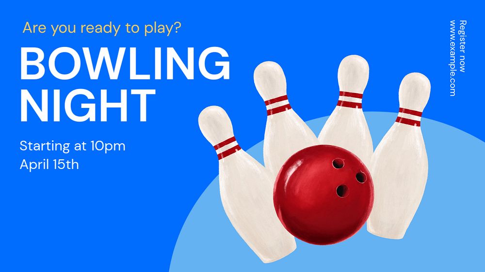 Bowling night  blog banner template, editable text