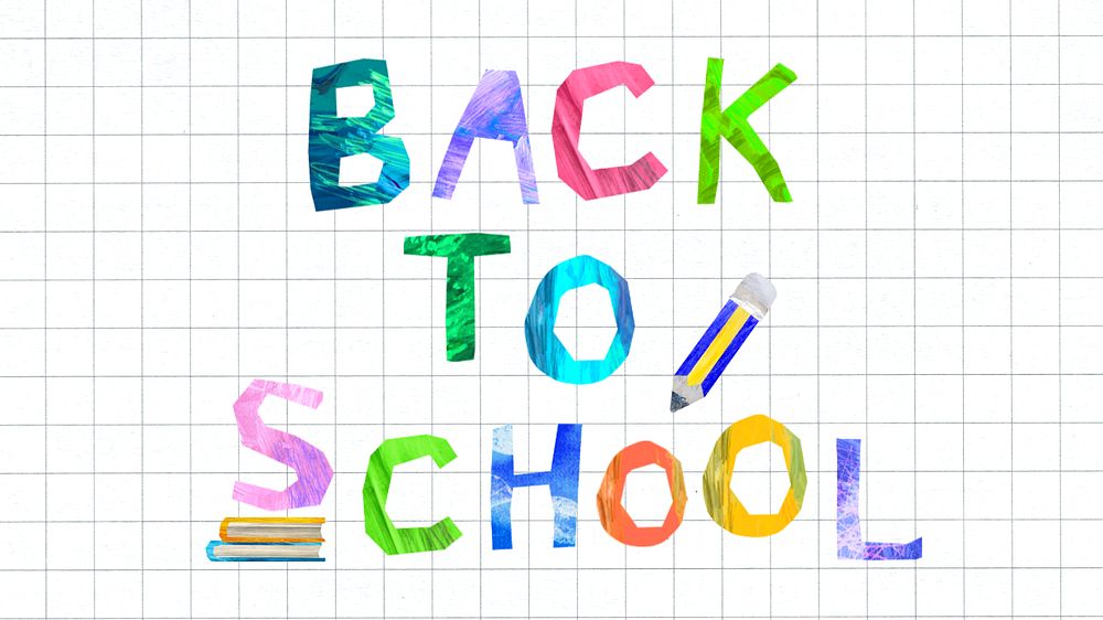 Back to school word, colorful paper craft collage, editable design