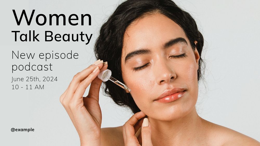 Women's beauty podcast  blog banner template, editable text