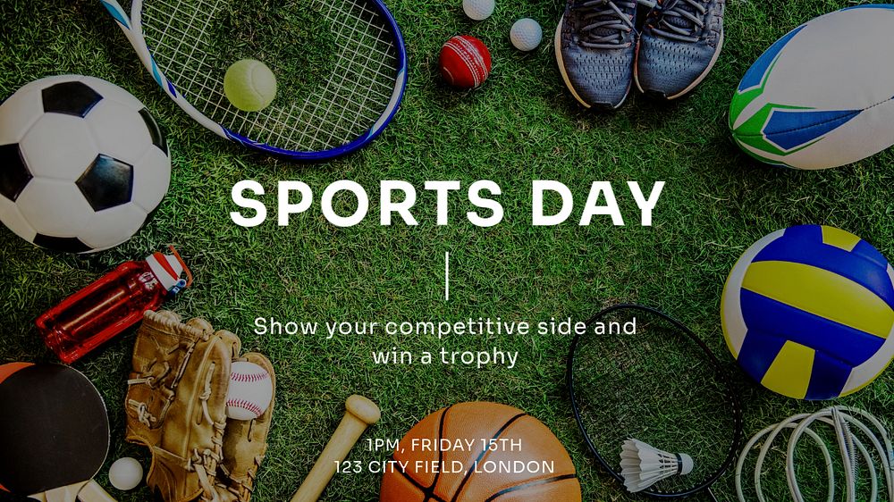 Sports day  blog banner template, editable text