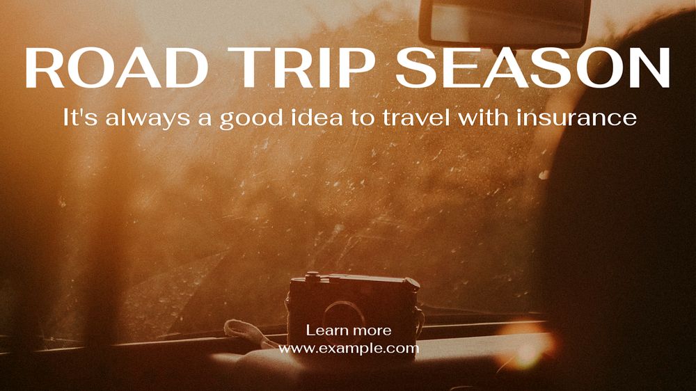 Road trip insurance  blog banner template, editable text