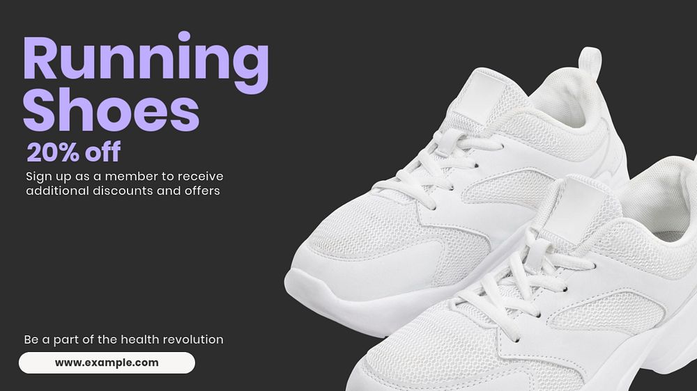 Running shoes sale blog banner template, editable text