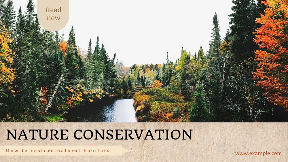 Nature conservation  blog banner template, editable text