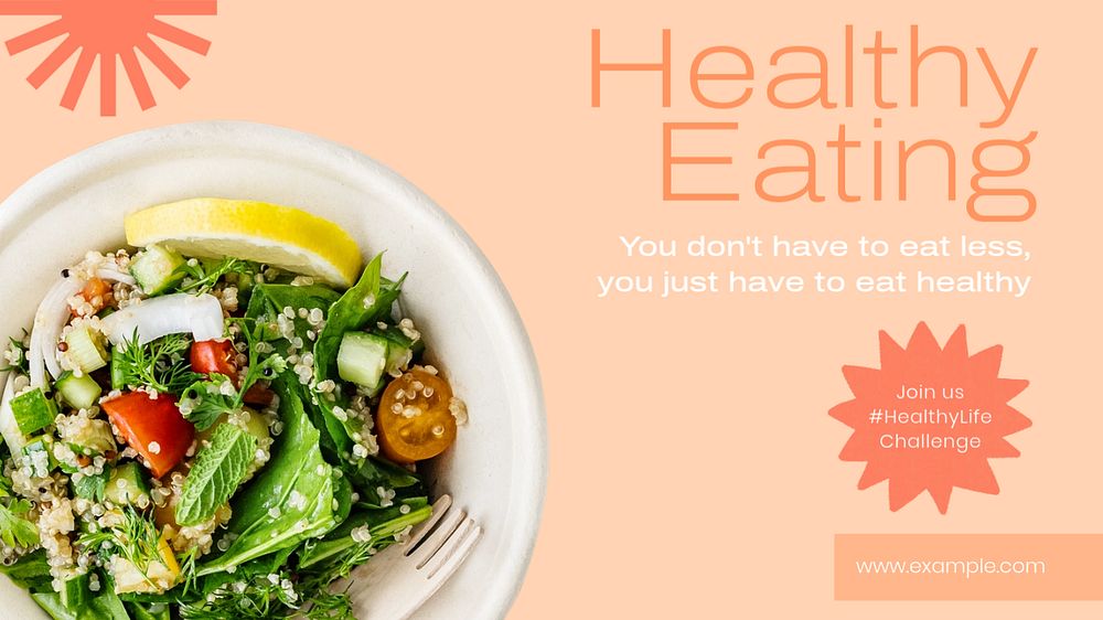 Healthy eating  blog banner template, editable text