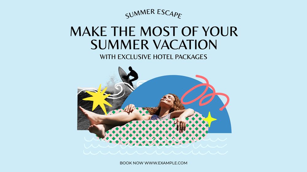 Summer escape  blog banner template, editable text