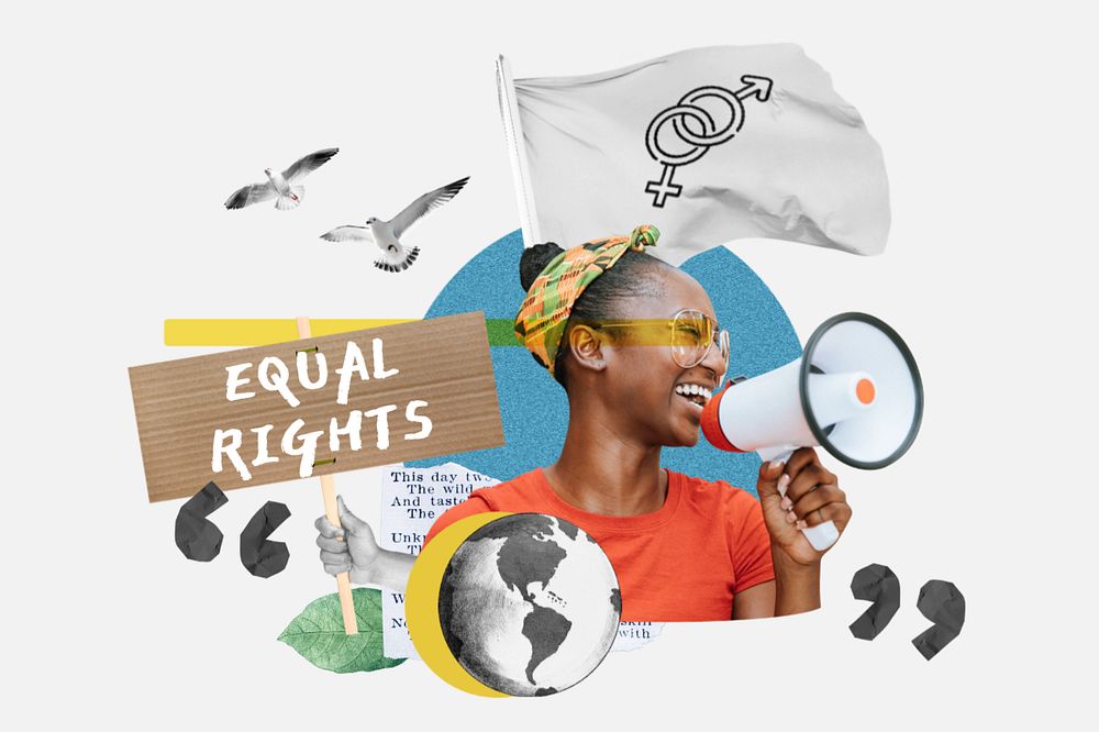 Equal rights, gender equality protest remix, editable design