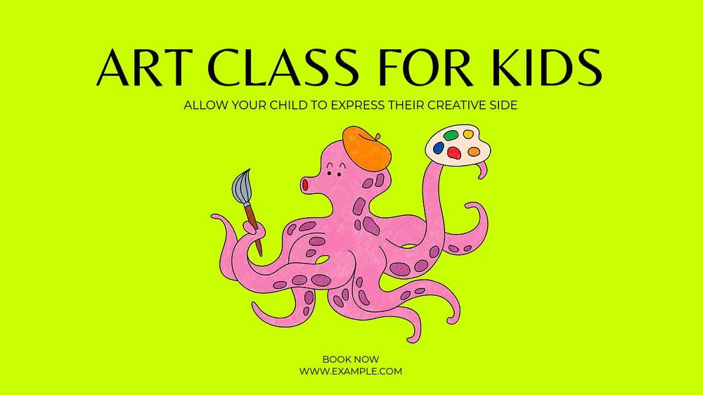 Kid's art class  blog banner template, editable text