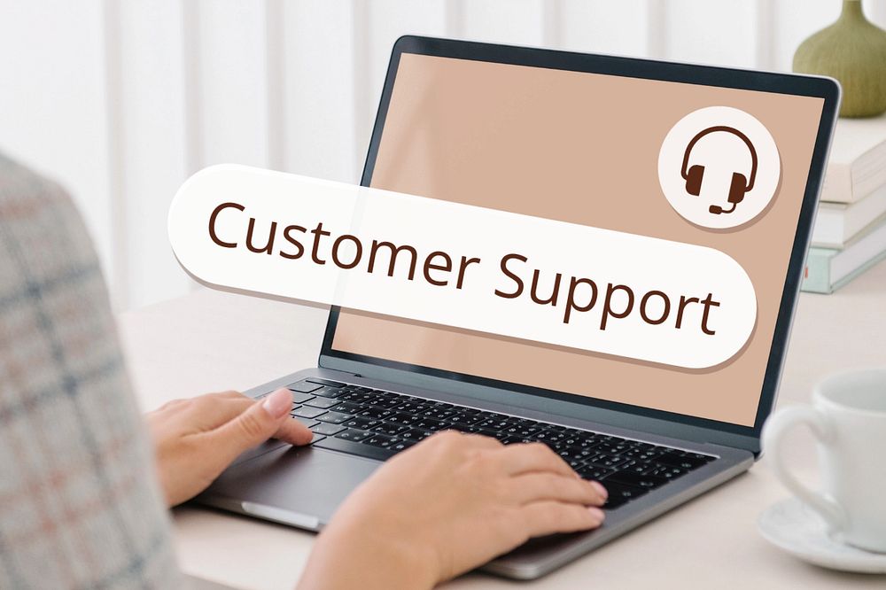 Customer support search screen laptop remix, editable design