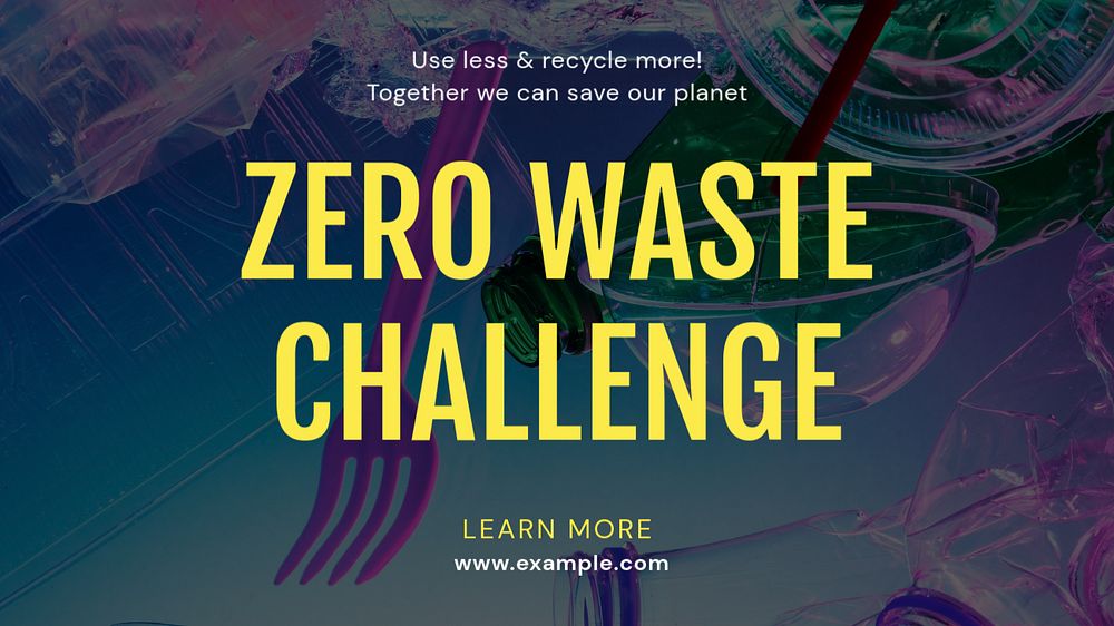 Zero waste challenge  blog banner template, editable text