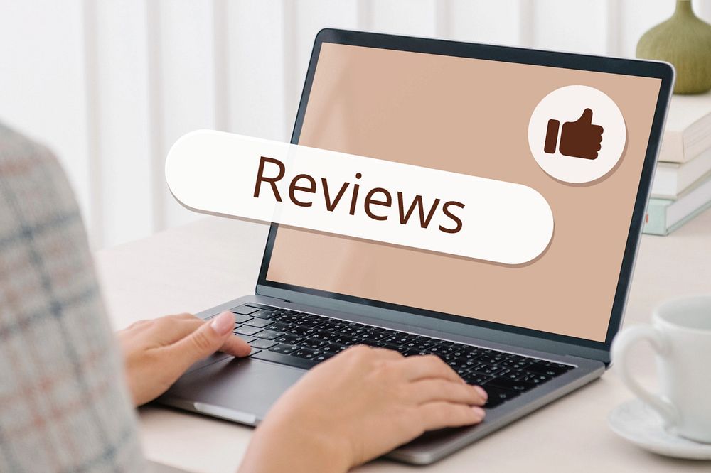 Reviews search screen laptop remix, editable design