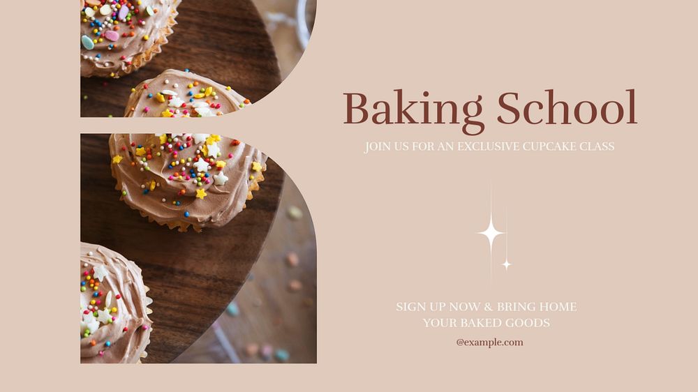 Baking school  blog banner template, editable text