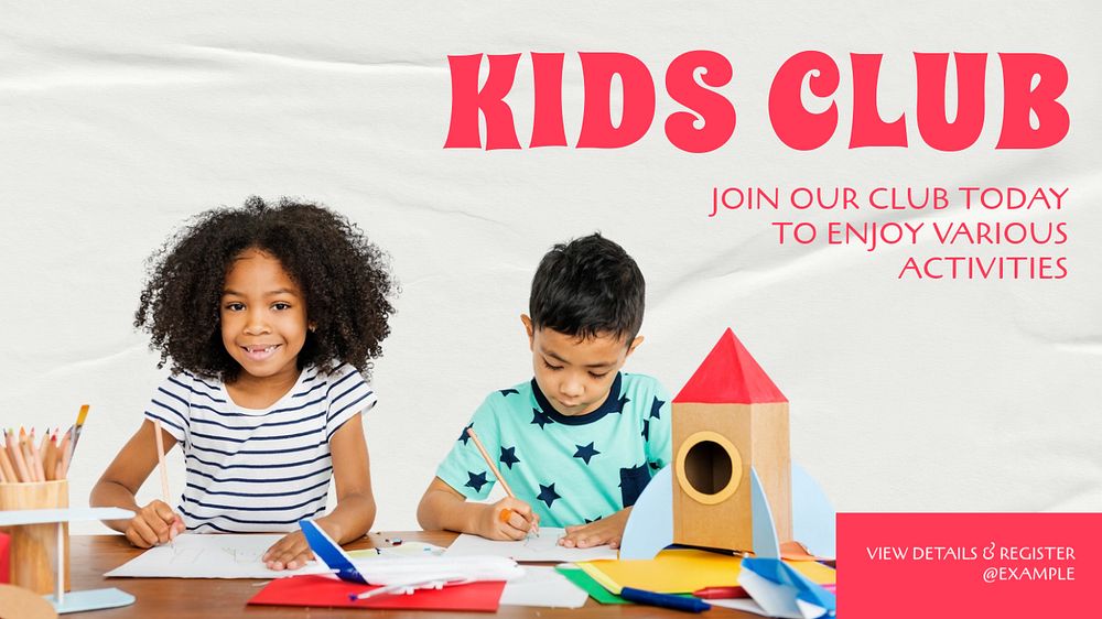 Kids club  blog banner template, editable text