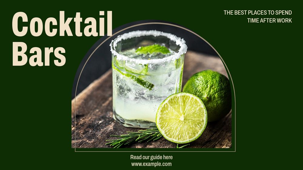 Cocktail bar  blog banner template, editable text