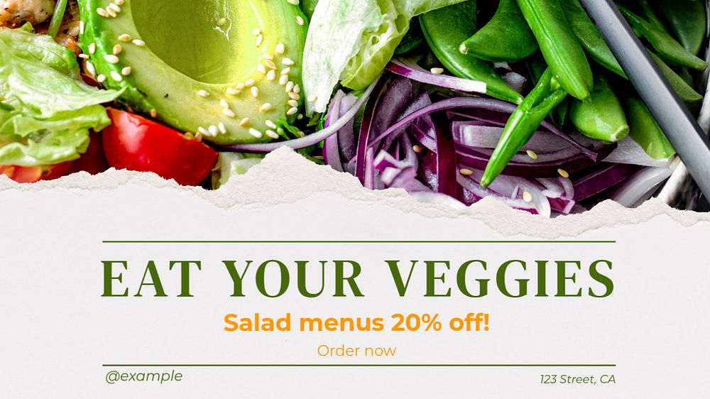 Eat your veggies blog banner template, editable text