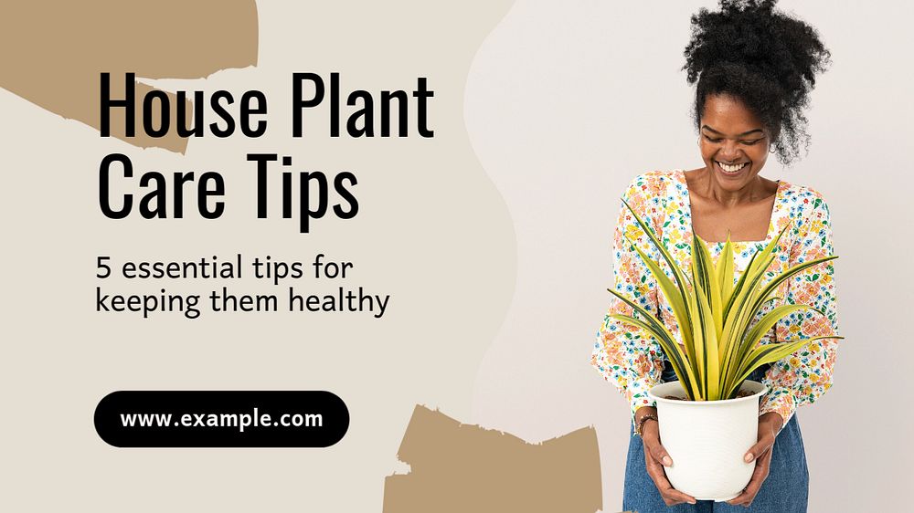 House plant care  blog banner template, editable text