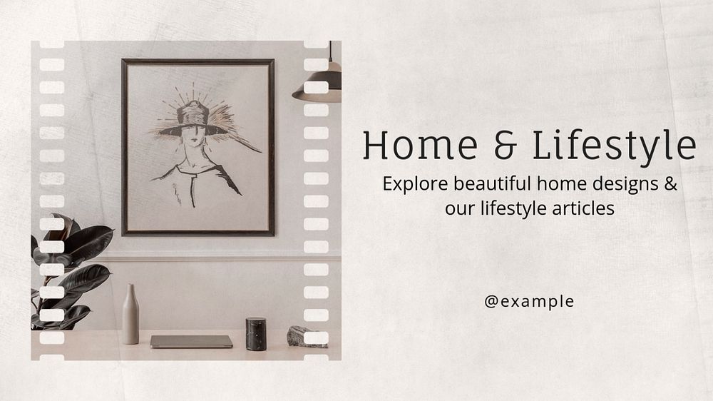 Home & lifestyle  blog banner template, editable text