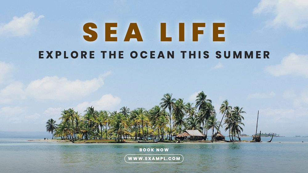 Sea life blog banner template, editable design