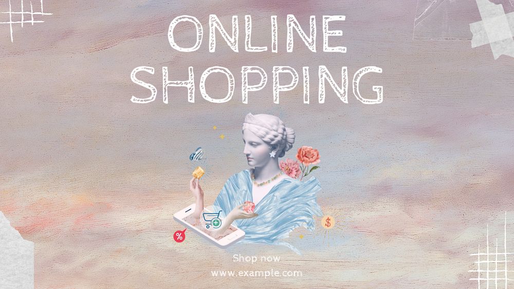 Online shopping  blog banner template, editable text