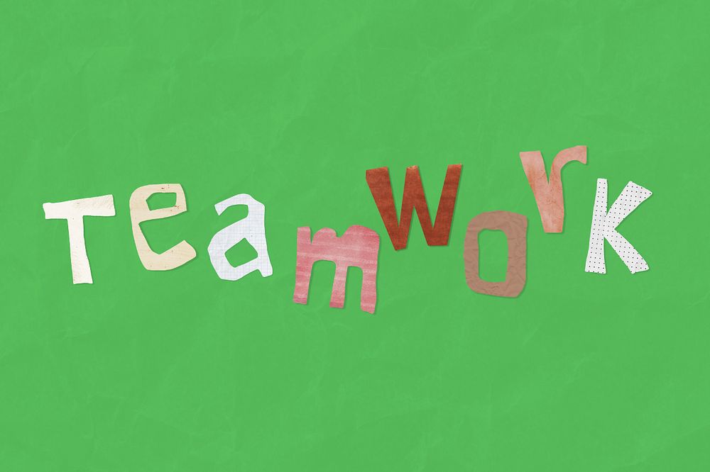 Teamwork word, business paper craft collage, editable design