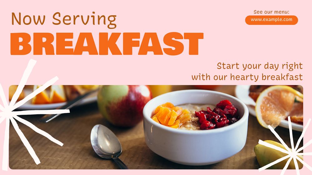 Breakfast restaurant ads blog banner template, editable text