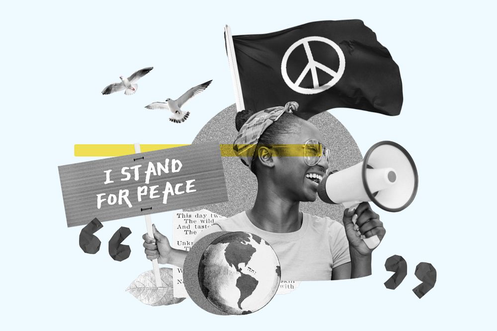 Stand for peace, woman protest remix, editable design