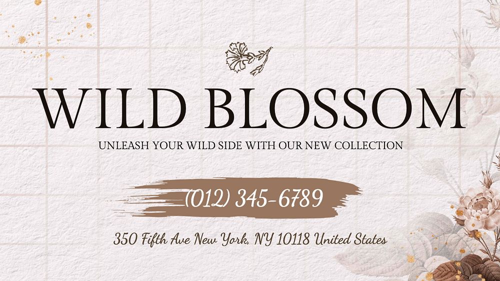 Wild blossom blog banner template, editable text