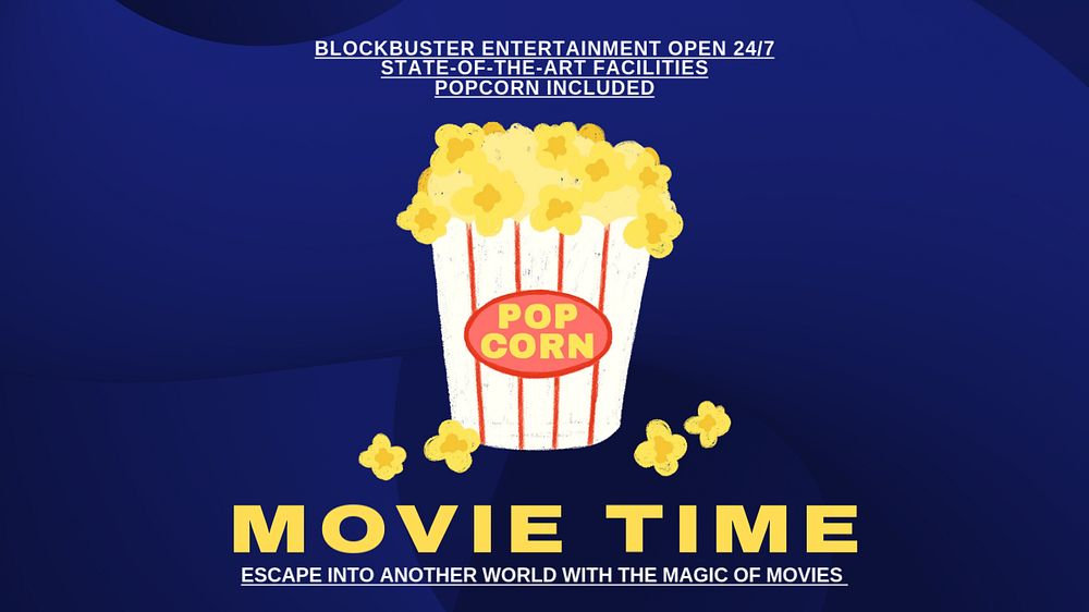 Movie time  blog banner template, editable text