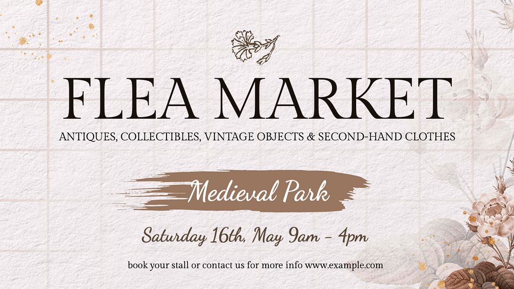 Flea market blog banner template, editable text