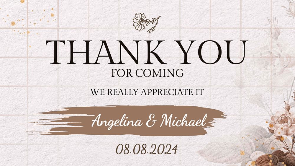 Wedding thank you blog banner template, editable text