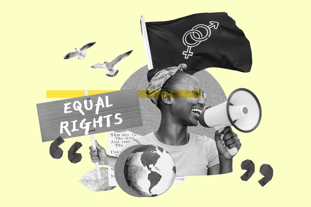 Equal rights, gender equality protest remix, editable design