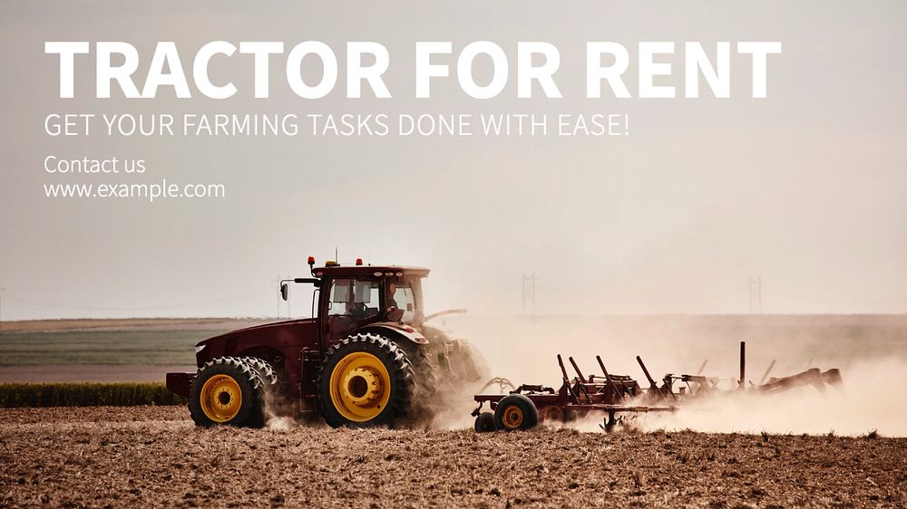 Tractor for rent blog banner template, editable text