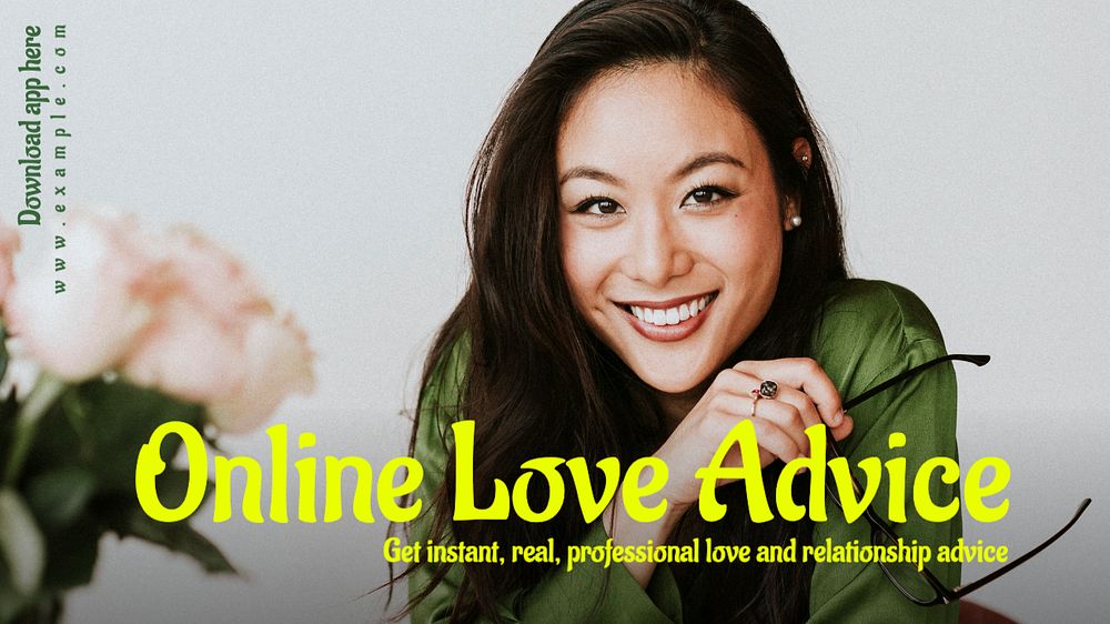 Love advice application blog banner template, editable text