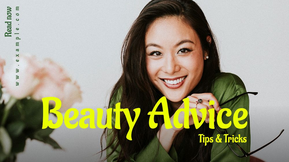 Beauty advice blog banner template, editable text