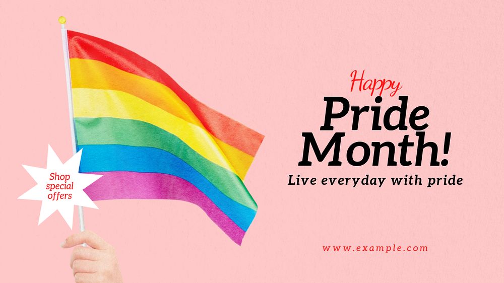 Happy Pride Month  blog banner template, editable text