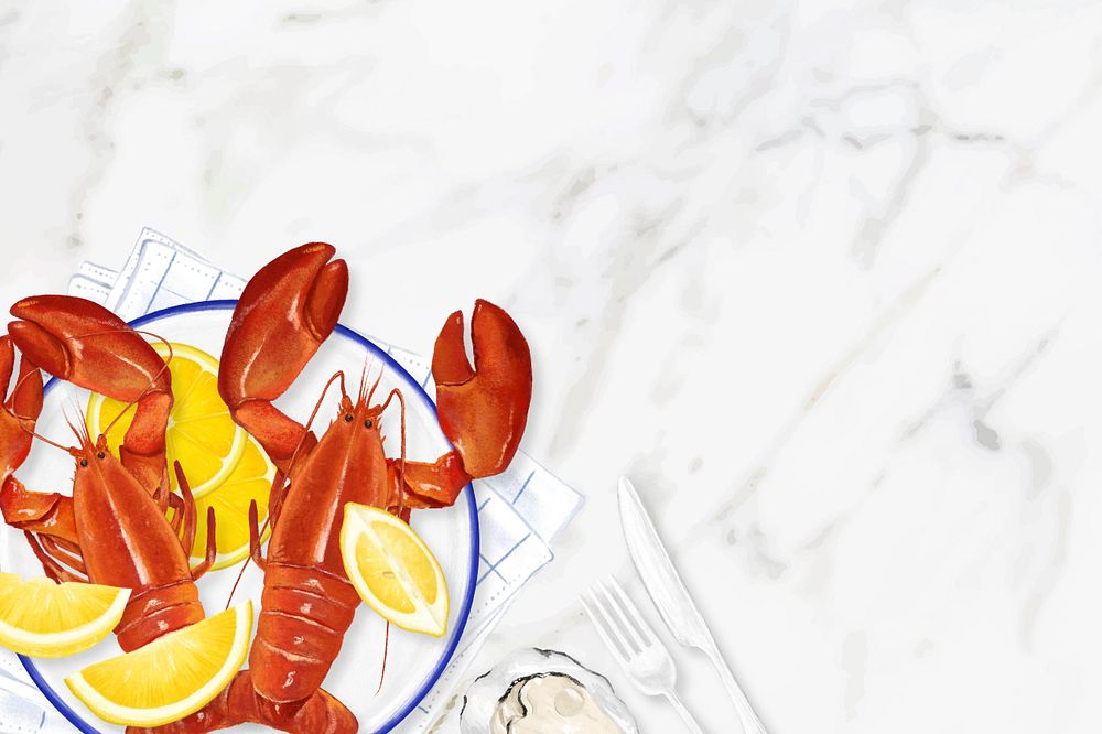 Lobster boil background, seafood digital painting, editable design