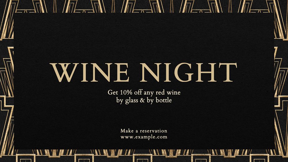 Wine night blog banner template, editable text