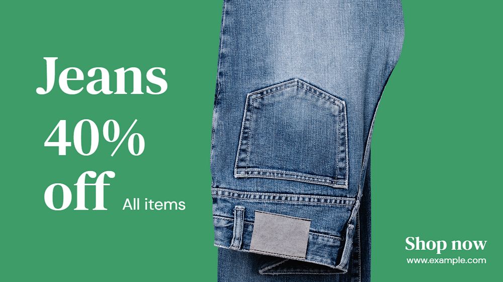 Jeans, fashion sale blog banner template, editable text